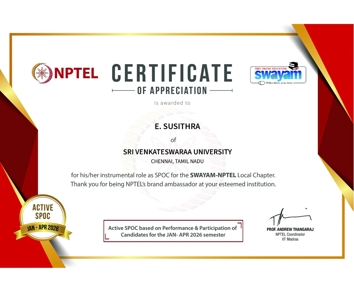 NPTEL Active SPOC Appreciation Award